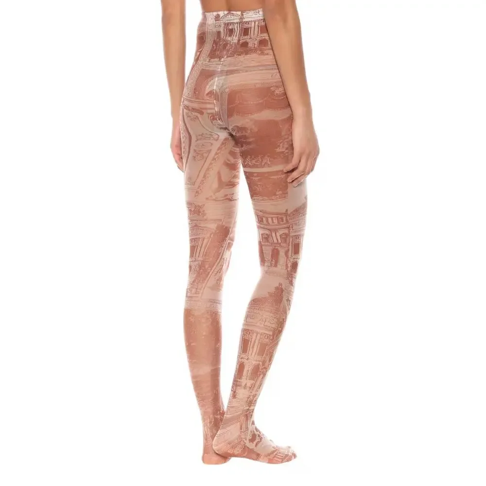 Acne Studios Trompe L'Oeil Architectural Print Tights XS Brown NWT - Picture 10 of 10